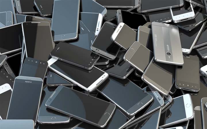 huge pile of smart phones