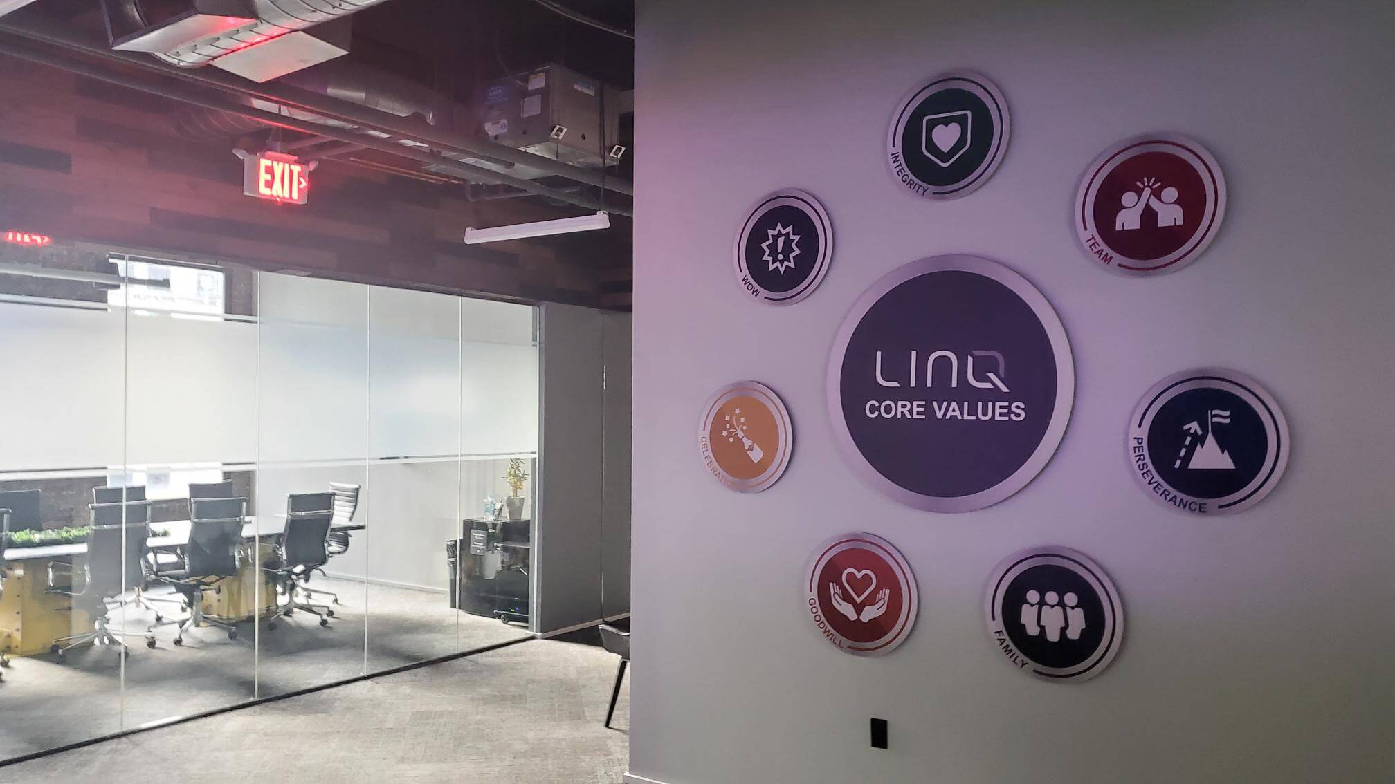 linq core values posted on the wall