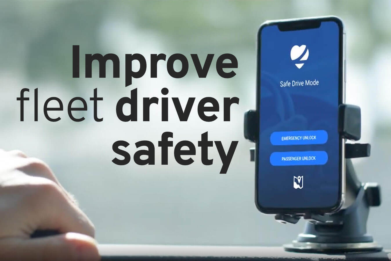 smartphone sitting on dashboard of car using LifeSaver Mobile app